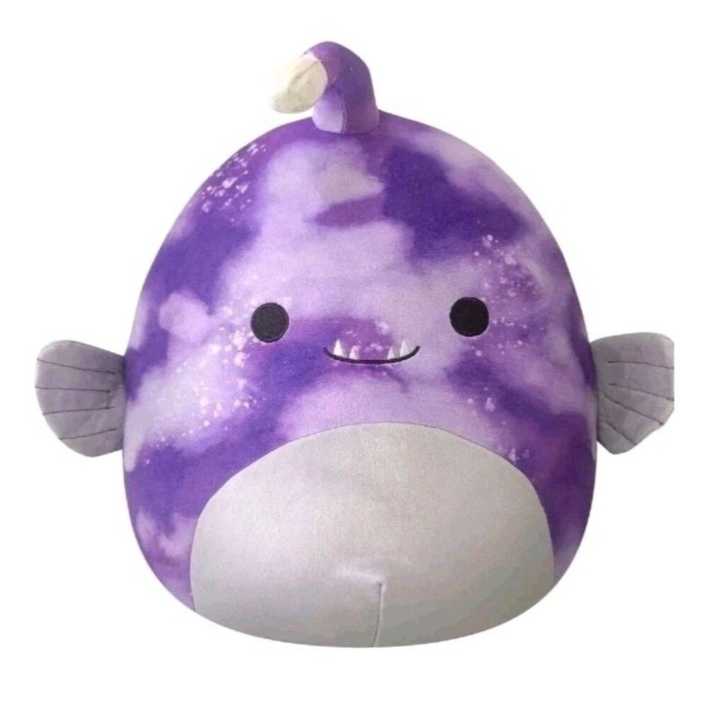 Squishmallows Kellytoy Soft Plush 16 Inch, Easton Purple Tie-Dye Anglerfish Nwt